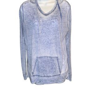 Cyrus Women Washed Out Lightweight Hoodie V-neck Front handwarmer pocket Medium